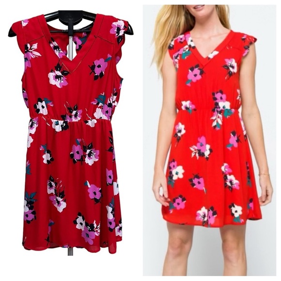 41 Hawthorn Women's Midnight Scallop Detail Dress with Flutter Sleeves, Size M - Picture 1 of 10